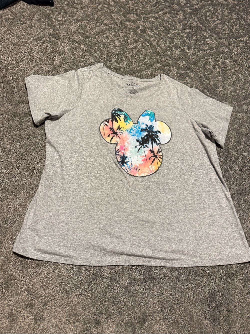 Women’s Gray Tee with Colorful Palm Mickey Graphic